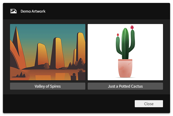 The 'Demo Artwork' dialog