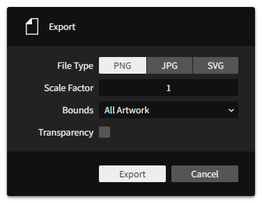 The 'Export' dialog