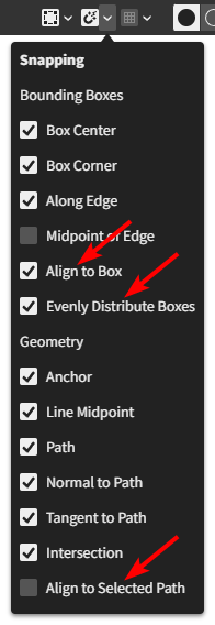 Snapping choices popover menu