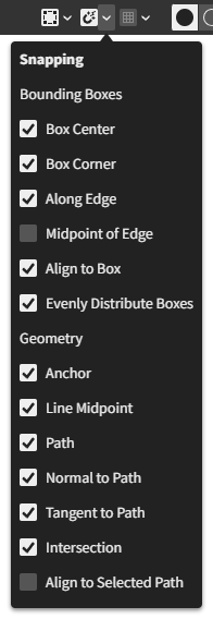 Snapping choices popover menu