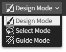 The editing modes dropdown menu