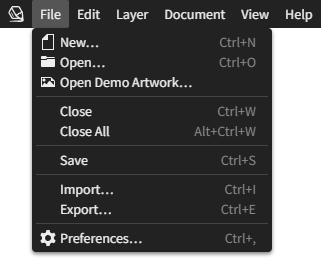 The File menu